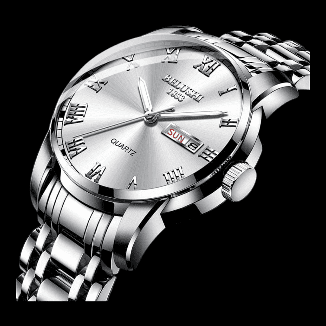 BELUSHI Men's Stainless Steel Date Watch - Waterproof and Luminous ONETIMEBUY