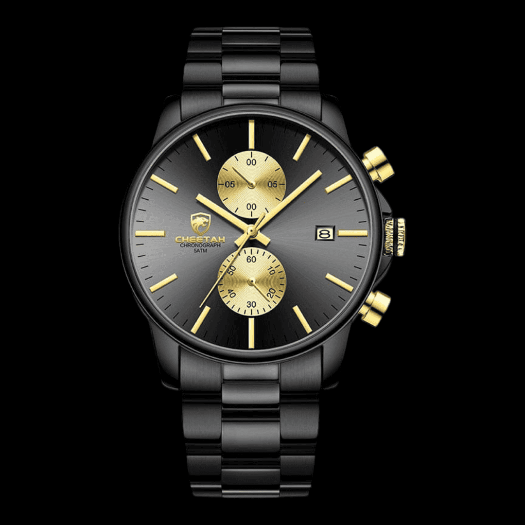 CHEETAH Sports Watch Steel Gold Black ONETIMEBUY