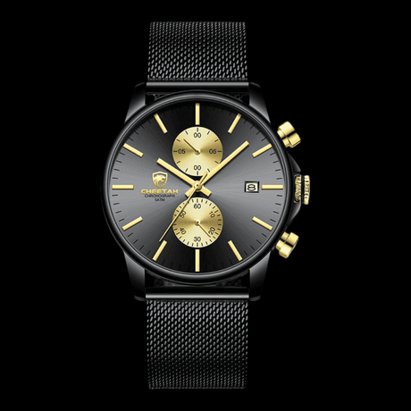 CHEETAH Sports Watch Mesh Gold Black ONETIMEBUY