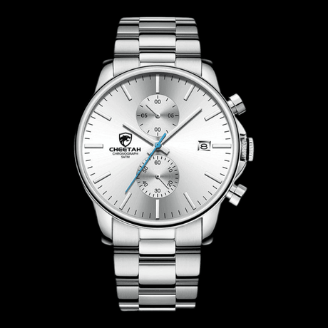 CHEETAH Sports Watch Steel Silver White ONETIMEBUY