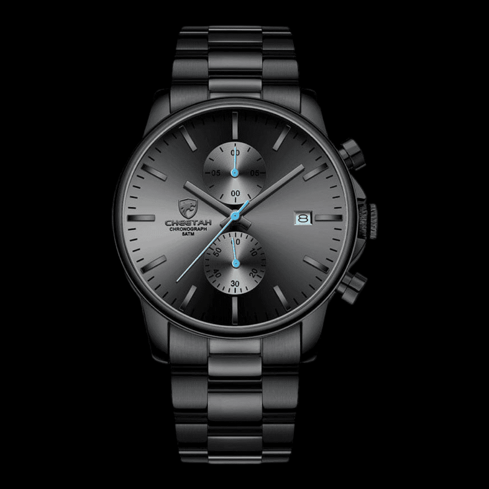 CHEETAH Sports Watch Steel Black Blue ONETIMEBUY