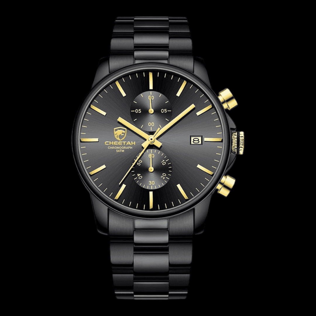 CHEETAH Sports Watch Black Gold Hands ONETIMEBUY