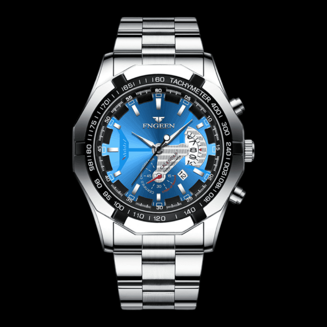 FNGEEN Presicion Men's Watch Silver/Blue ONETIMEBUY