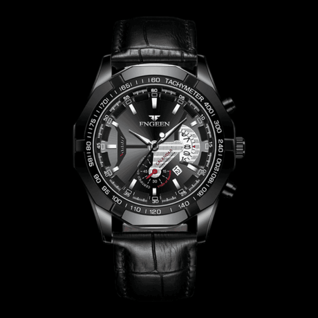 FNGEEN Presicion Men's Watch Leather Black ONETIMEBUY