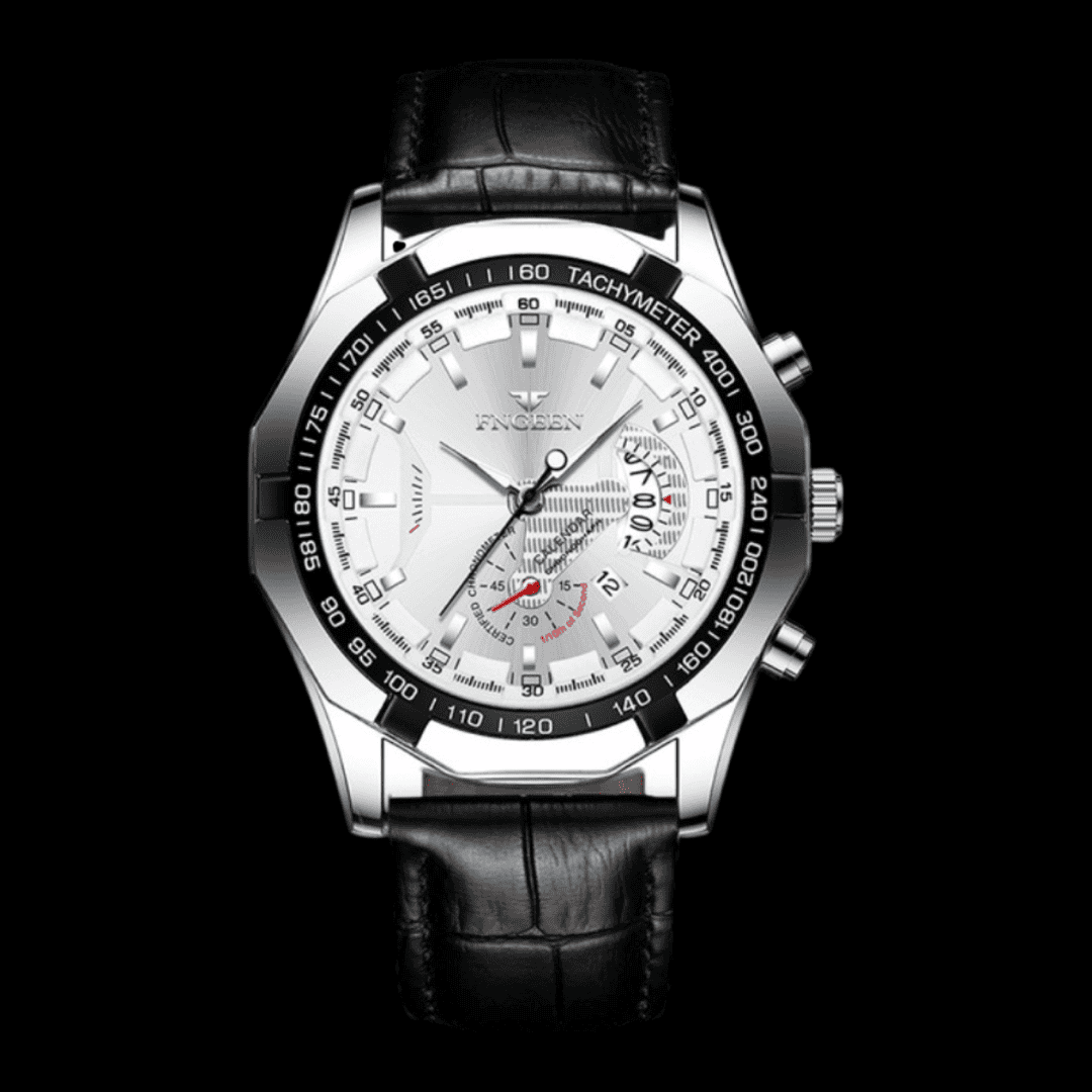 FNGEEN Presicion Men's Watch Leather Silver/White ONETIMEBUY