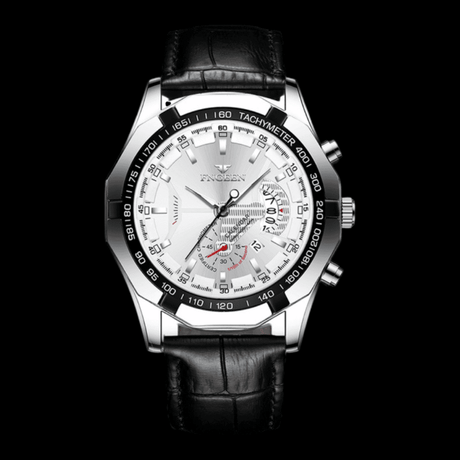FNGEEN Presicion Men's Watch Leather Silver/White ONETIMEBUY