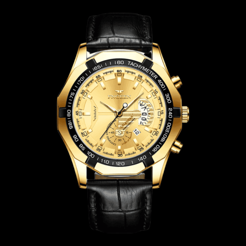 FNGEEN Presicion Men's Watch Leather Gold ONETIMEBUY