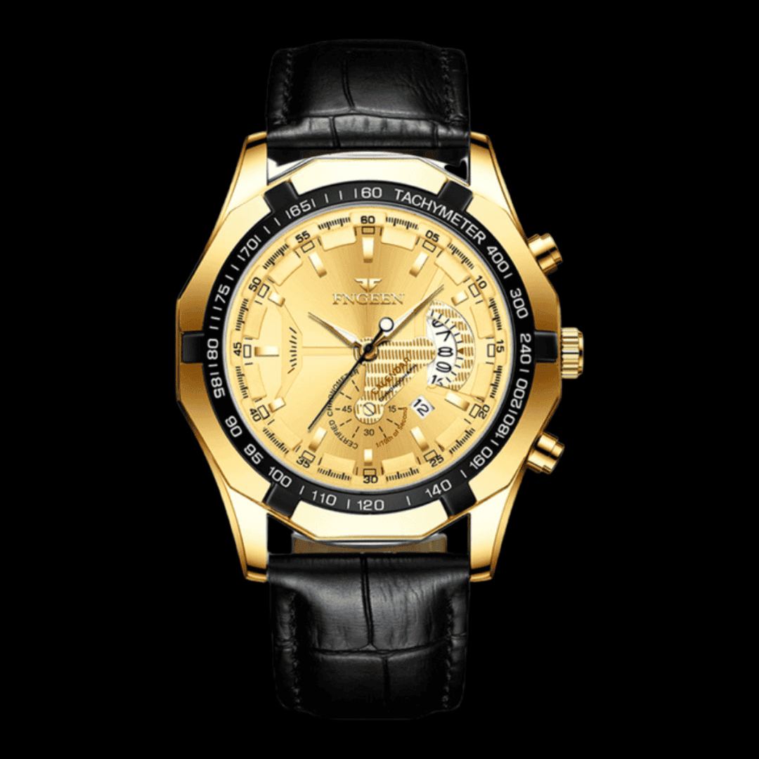 FNGEEN Presicion Men's Watch Leather Gold ONETIMEBUY
