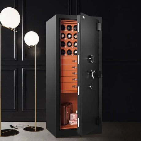 GuardianVault™: The Ultimate Watch Winder and Safe Deposit Box Brown microfiber leather ONETIMEBUY