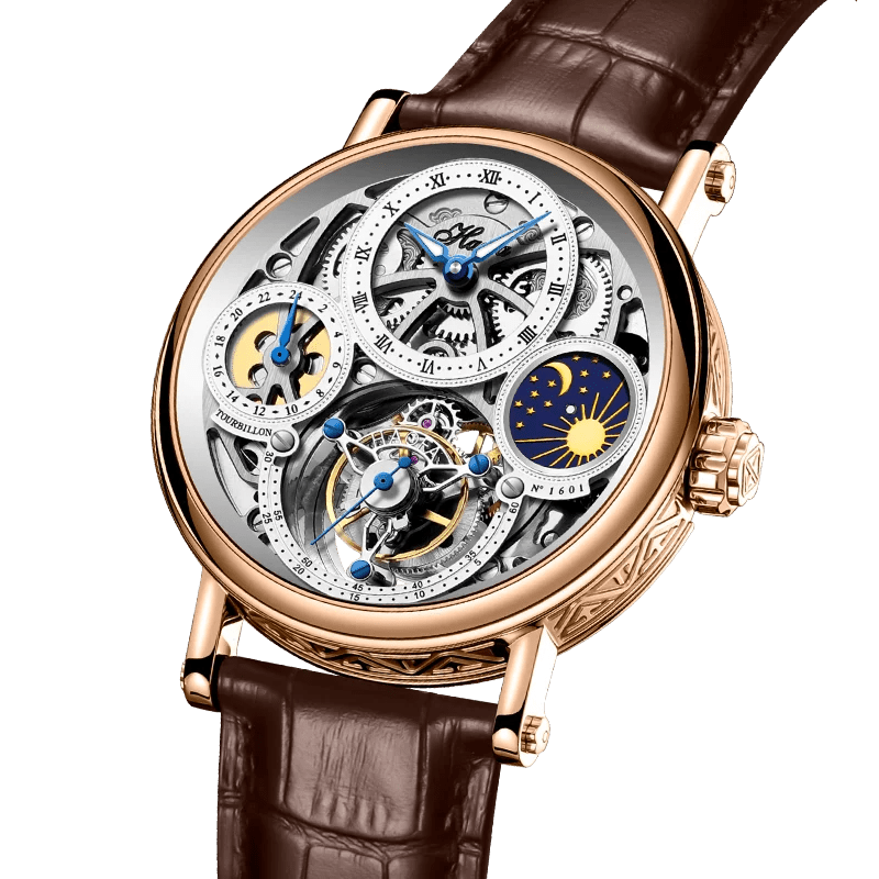 Haofa Skeleton GMT Tourbillon Gold Silver ONETIMEBUY