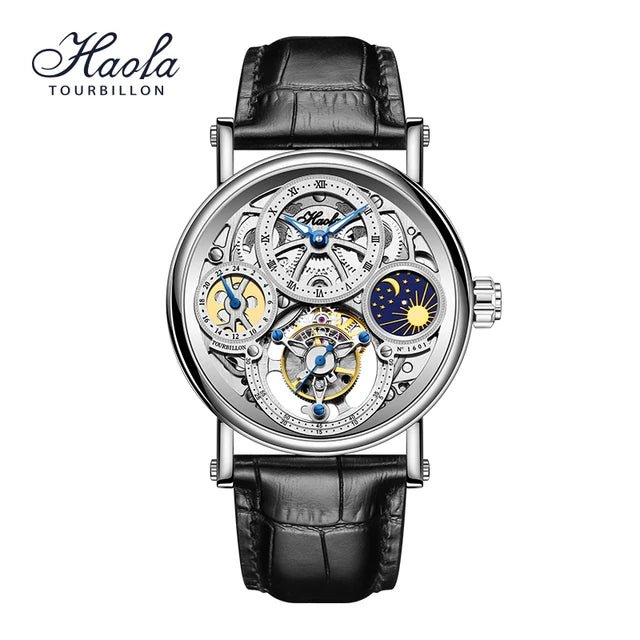 Haofa Skeleton GMT Tourbillon Gold Silver ONETIMEBUY
