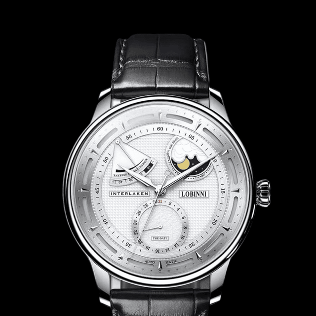 Lobinni Seagull Moon Phase Automatic Watch Sliver-White-Black ONETIMEBUY