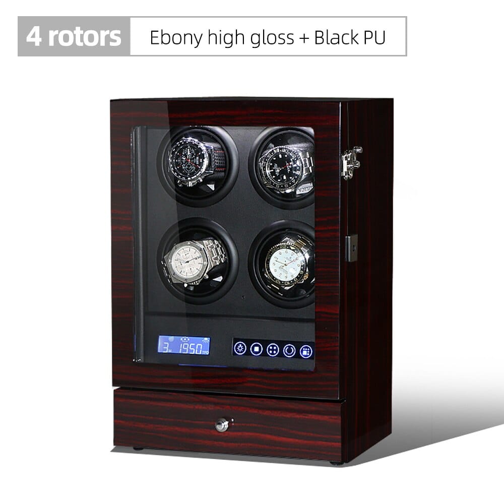 Luxury Automatic Watch Winder 4R Ebony w Black ONETIMEBUY