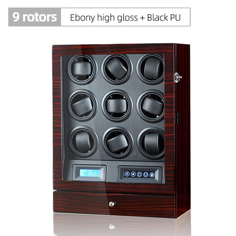 Luxury Automatic Watch Winder 9R Ebony w Black ONETIMEBUY
