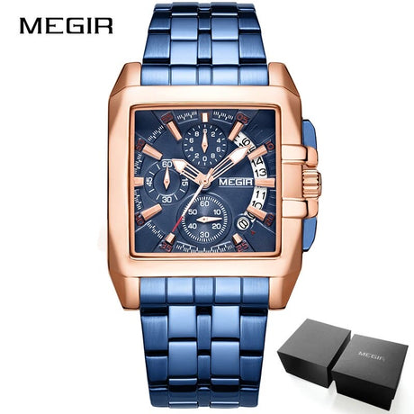 MEGIR Chronograph Quartz Watch Rose Blue ONETIMEBUY