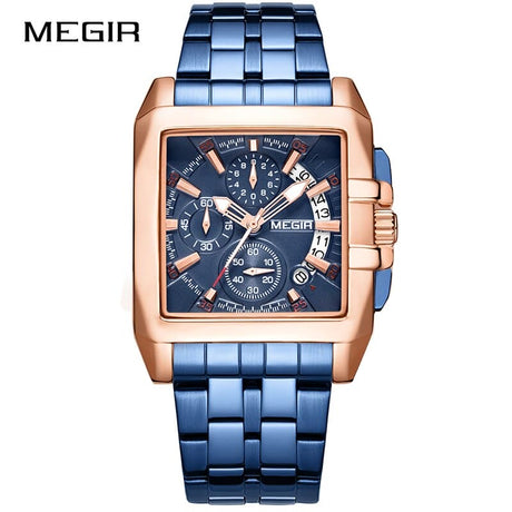 MEGIR Chronograph Quartz Watch Rose Blue ONETIMEBUY