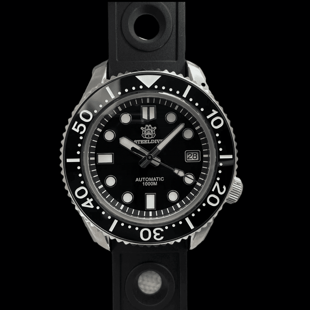 STEELDIVE 1000M BLACK RUBBER ONETIMEBUY