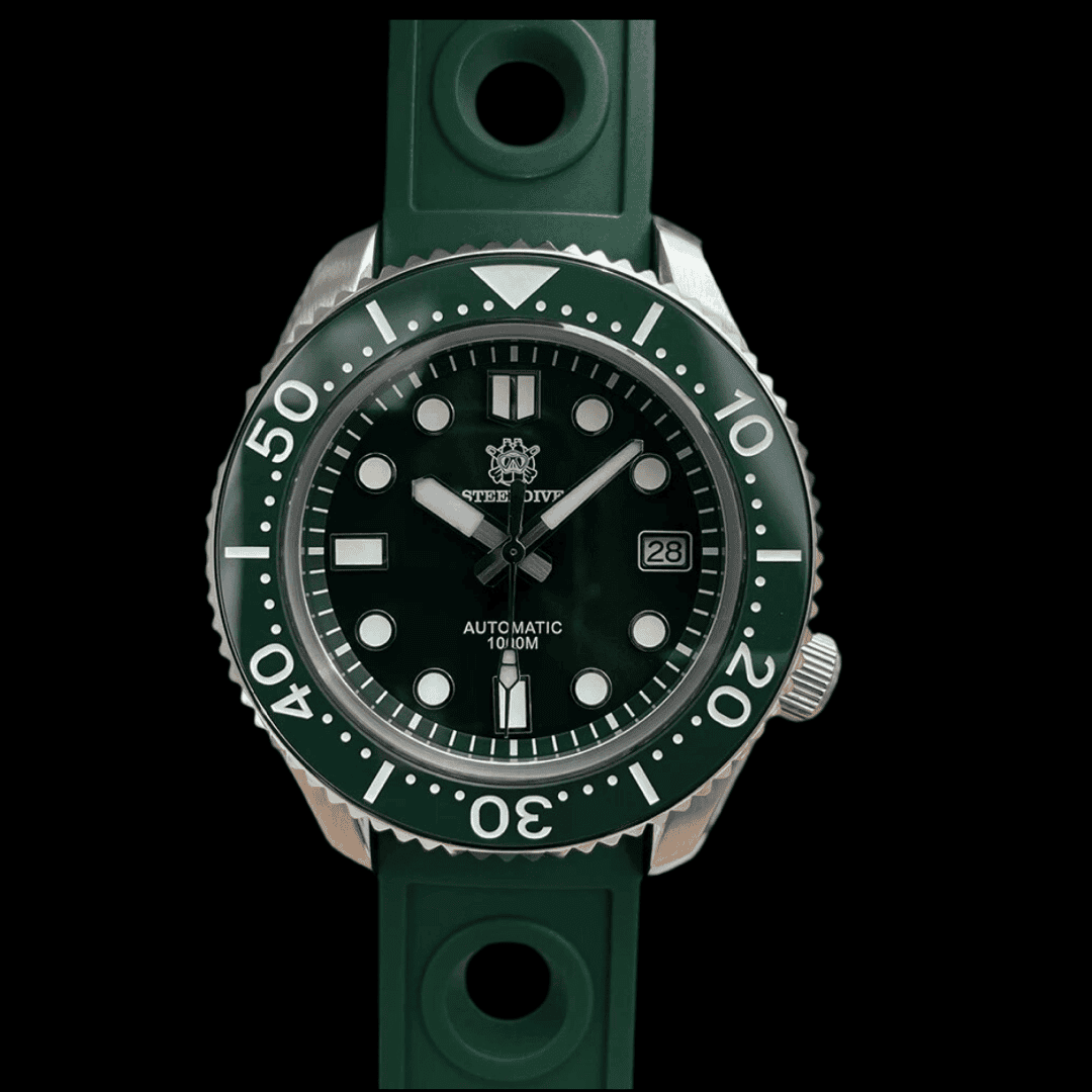 STEELDIVE 1000M GREEN RUBBER ONETIMEBUY