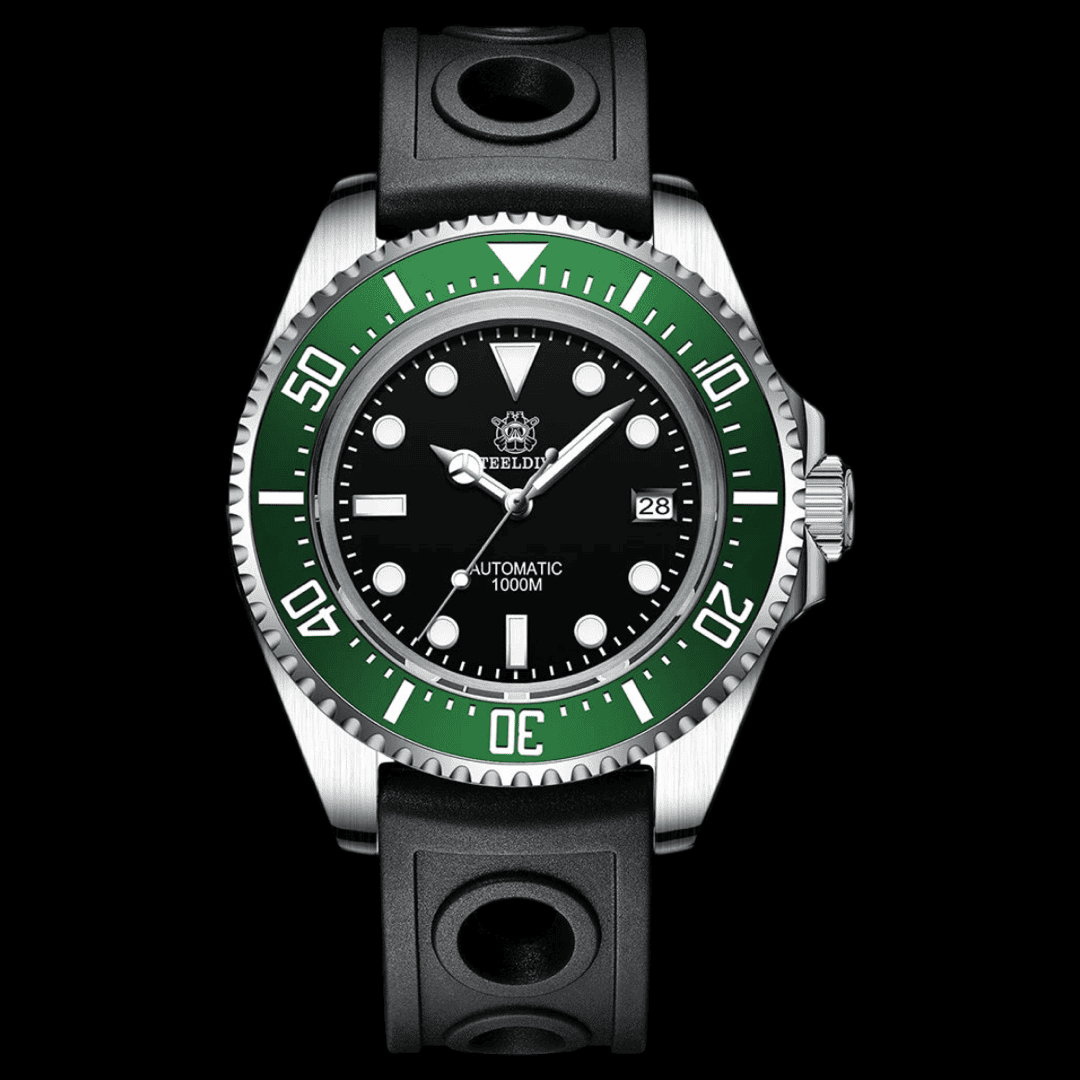 STEELDIVE 1000M Pro Green/Black Rubber ONETIMEBUY