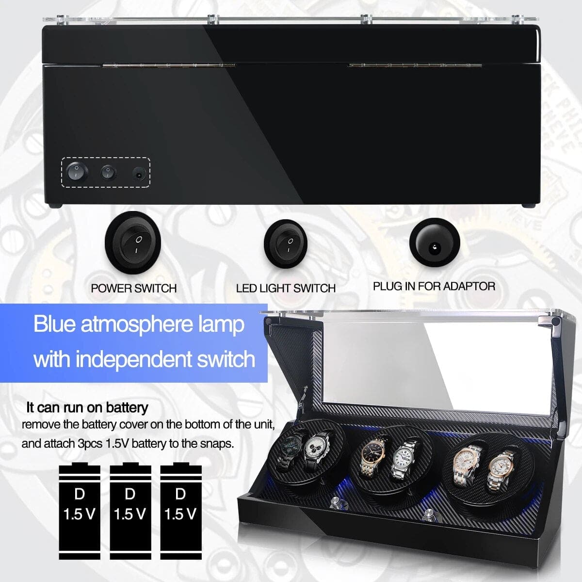 TimeMajesty™: 6-Watch Mechanical Watch Winder and Display ONETIMEBUY