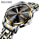 BELUSHI Men's Stainless Steel Date Watch - Waterproof and Luminous Silver Golden Black ONETIMEBUY