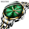 BELUSHI Men's Stainless Steel Date Watch - Waterproof and Luminous Silver Golden Green ONETIMEBUY