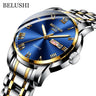 BELUSHI Men's Stainless Steel Date Watch - Waterproof and Luminous Silver Golden Blue ONETIMEBUY