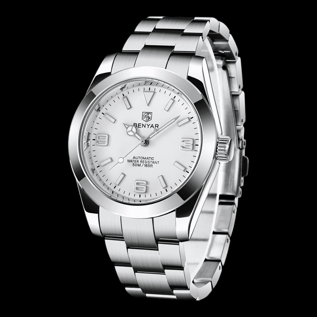 BENYAR Stainless Steel Automatic Mens Watch White ONETIMEBUY