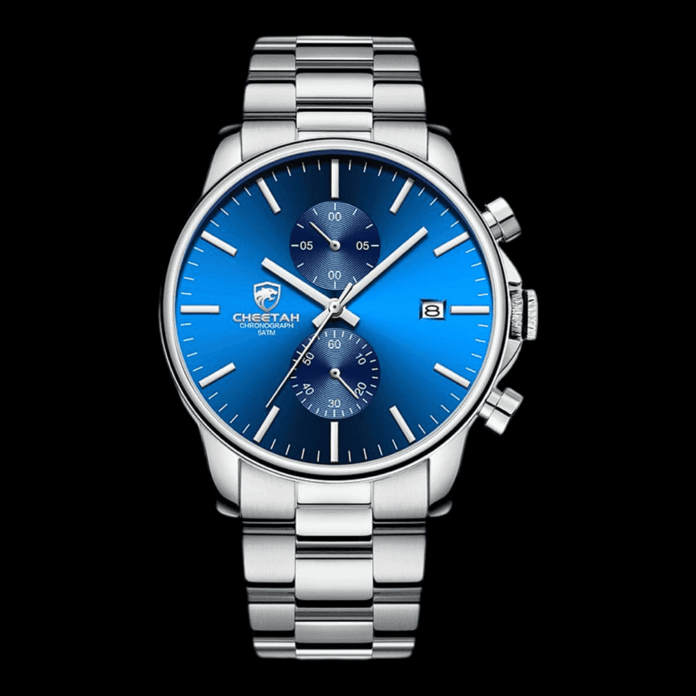 CHEETAH Sports Watch Steel Silver Blue ONETIMEBUY