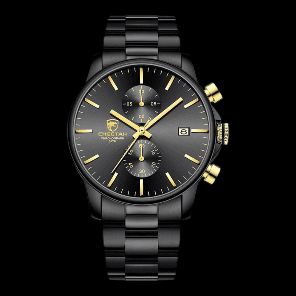 CHEETAH Sports Watch Black Gold Hands ONETIMEBUY