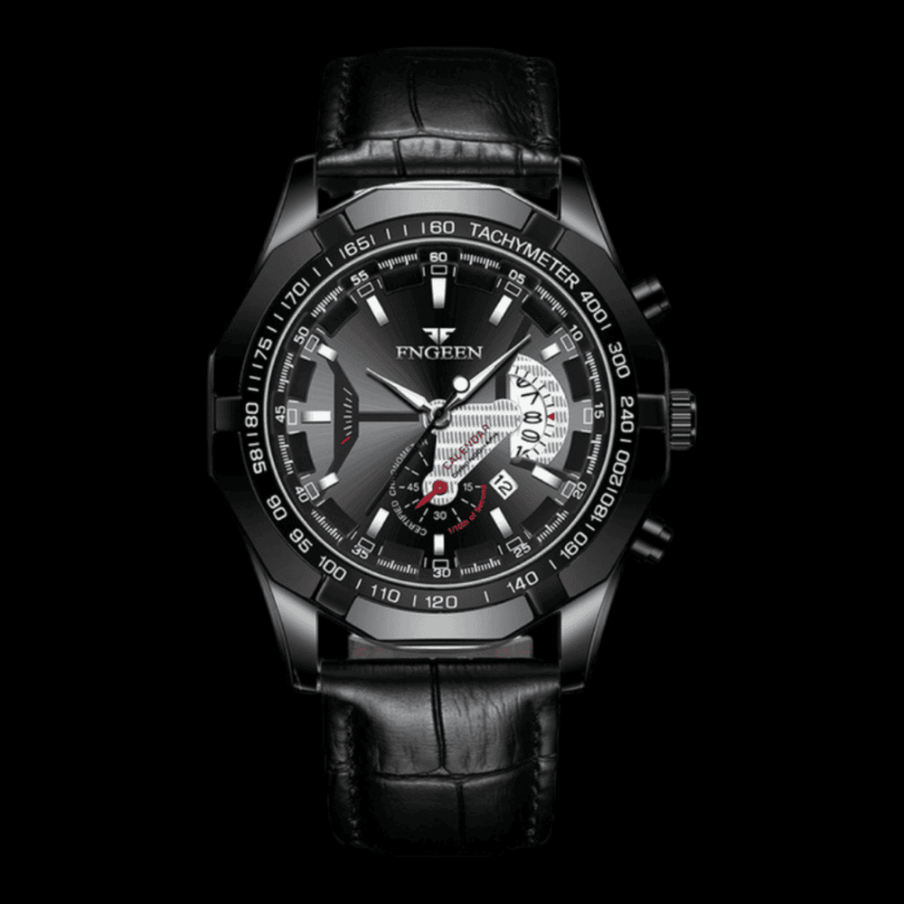 FNGEEN Presicion Men's Watch Leather Black ONETIMEBUY