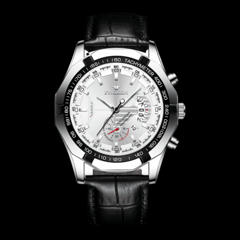 FNGEEN Presicion Men's Watch Leather Silver/White ONETIMEBUY