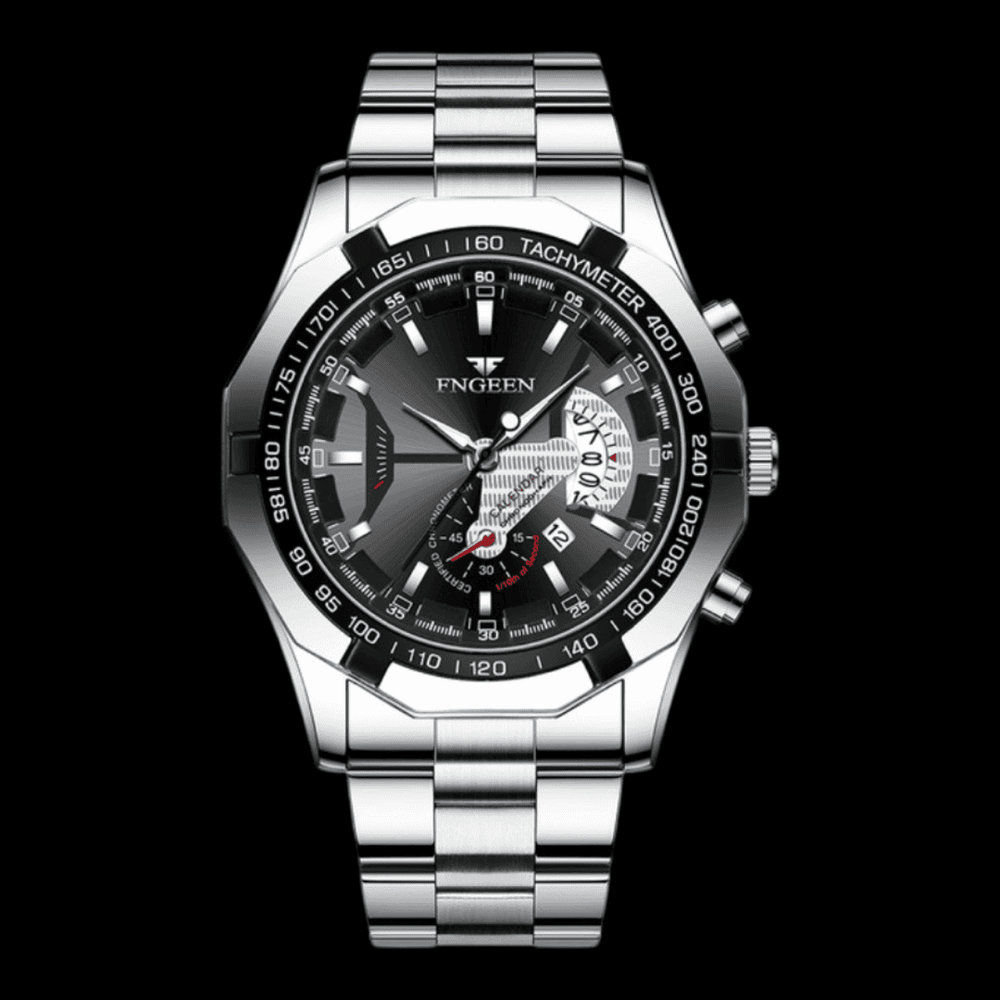 FNGEEN Presicion Men's Watch Silver/Black ONETIMEBUY