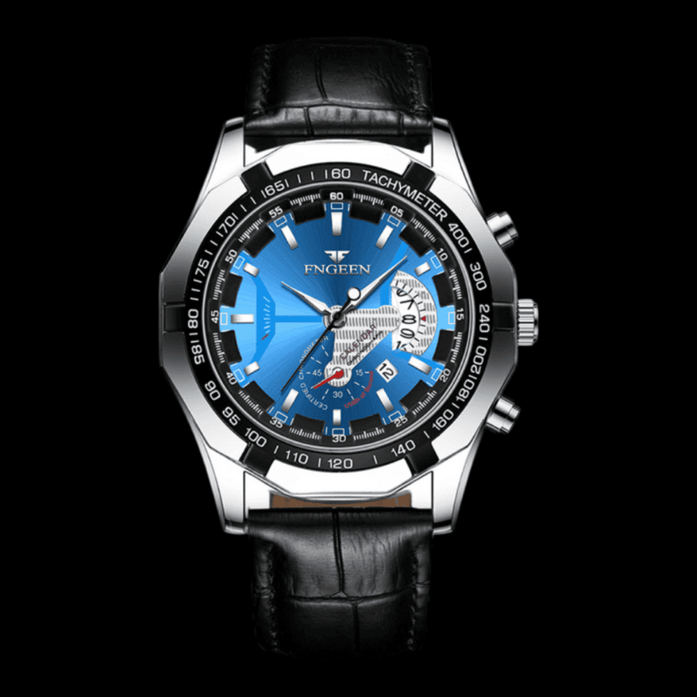 FNGEEN Presicion Men's Watch Leather Blue ONETIMEBUY