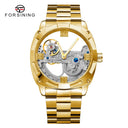Forsining Men's Transparent Skeleton Mechanical Watch - Automatic Stainless Steel Timepiece Gold ONETIMEBUY