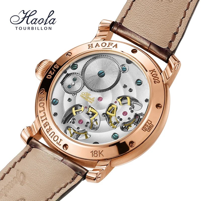 HAOFA Regal Radiance: 18K Gold Double Tourbillon Mechanical Watch with Diamonds ONETIMEBUY