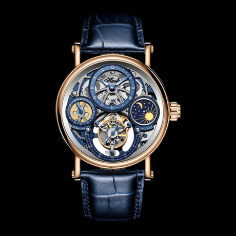 Haofa Skeleton GMT Tourbillon Gold Blue ONETIMEBUY