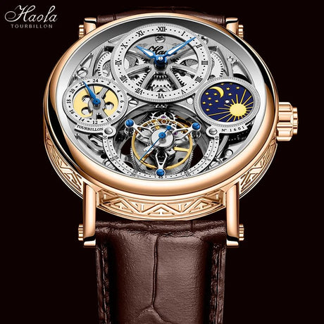 Haofa Skeleton GMT Tourbillon Gold Silver ONETIMEBUY