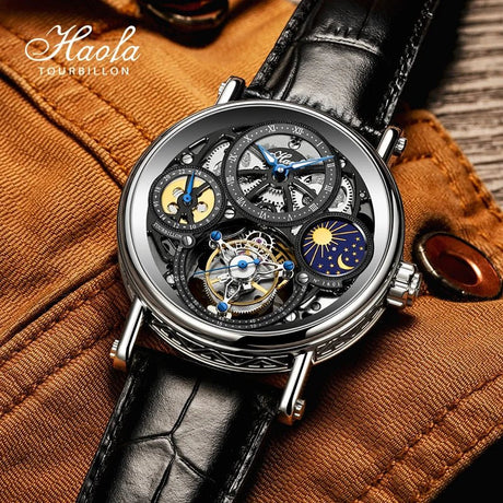 Haofa Skeleton GMT Tourbillon Gold Silver ONETIMEBUY