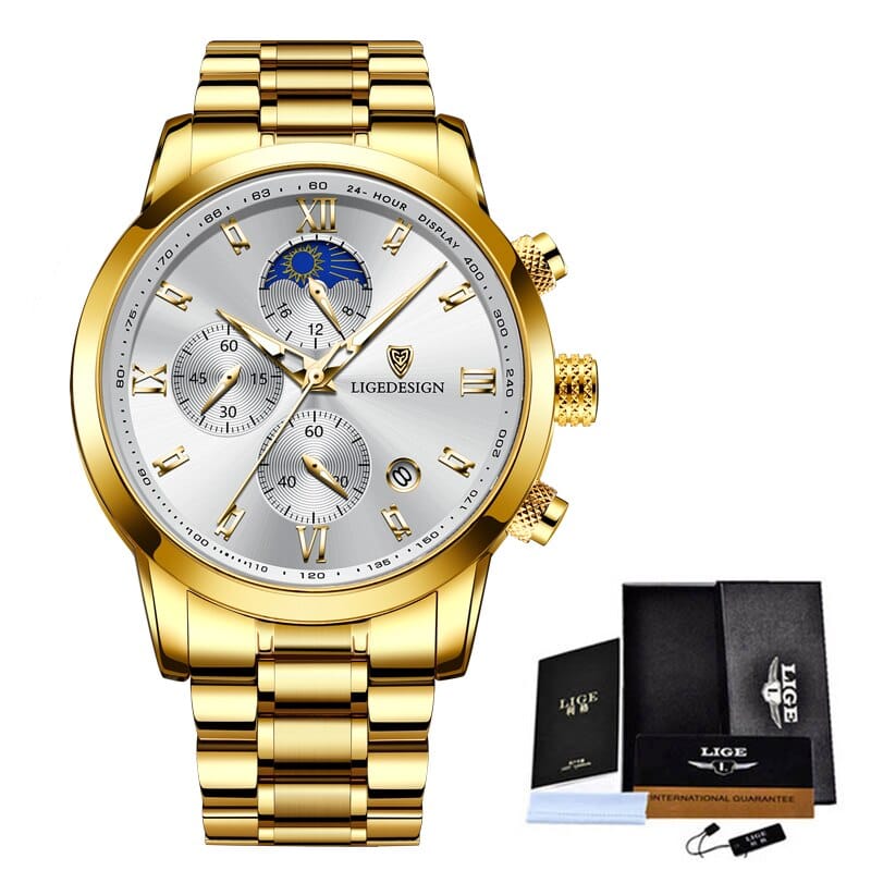 LIGE ChronoSport Gold white ONETIMEBUY