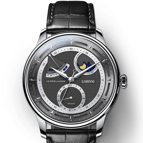 Lobinni Seagull Moon Phase Automatic Watch Sliver-White-Black ONETIMEBUY