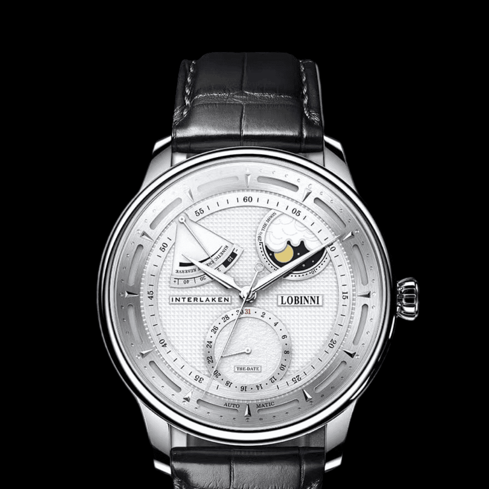 Lobinni Seagull Moon Phase Automatic Watch Sliver-White-Black ONETIMEBUY