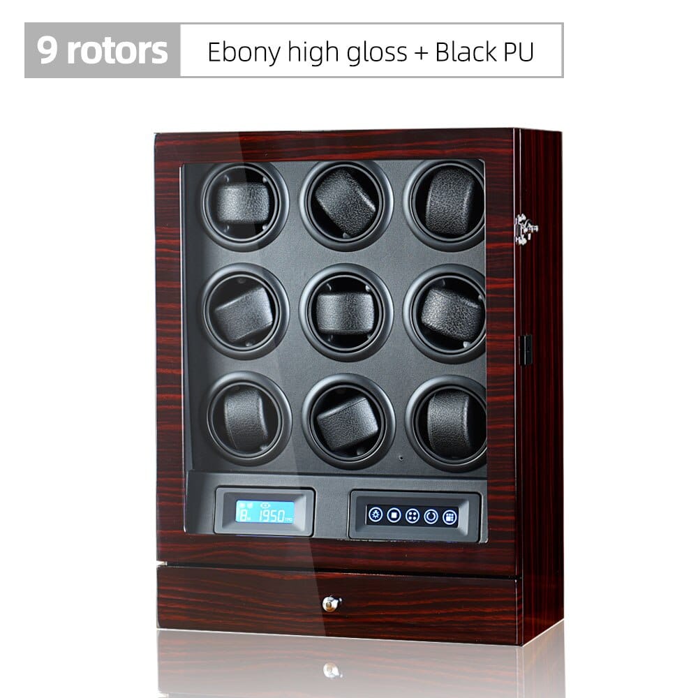 Luxury Automatic Watch Winder 9R Ebony w Black ONETIMEBUY