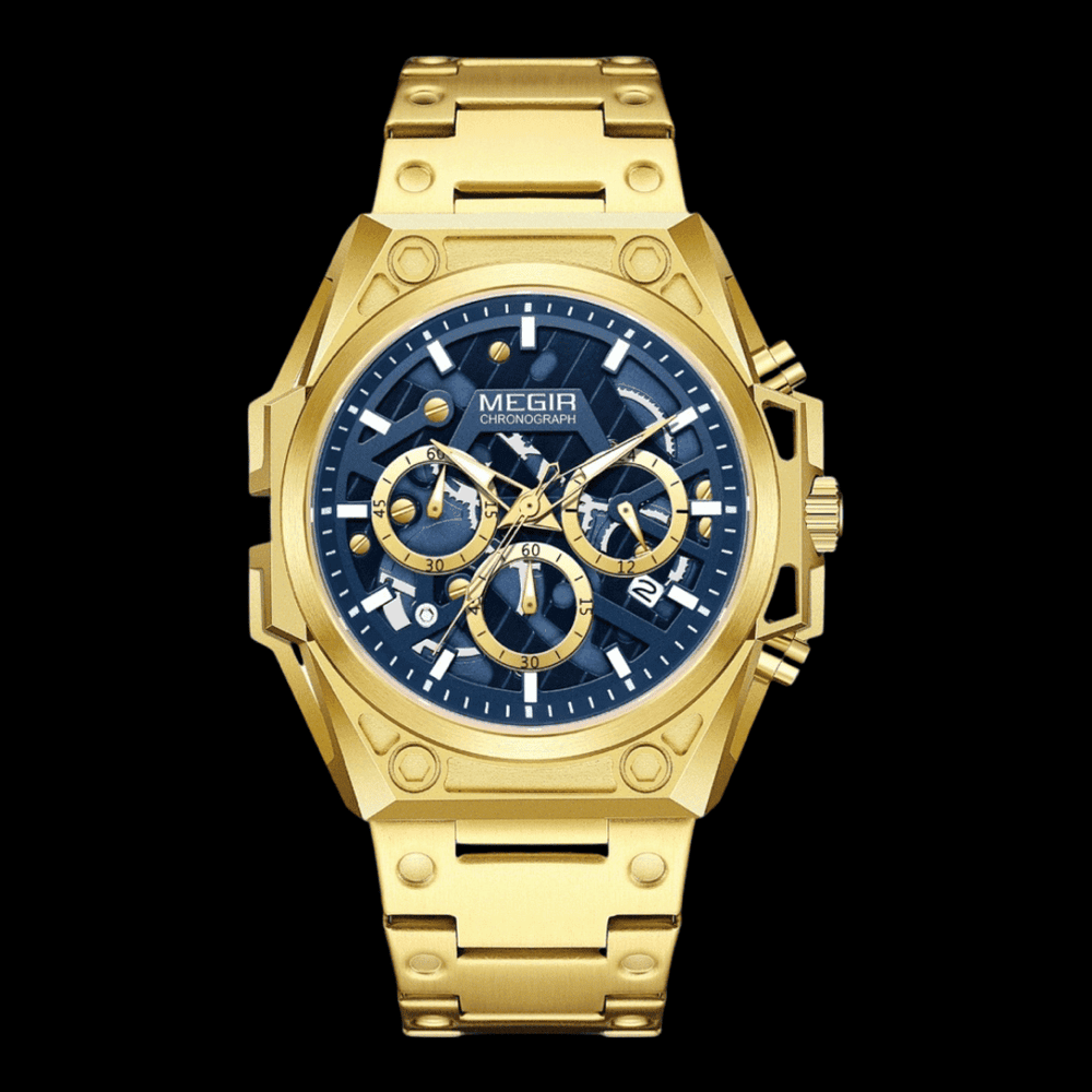 MEGIR AquaChrono Sport Gold Blue(steel) ONETIMEBUY