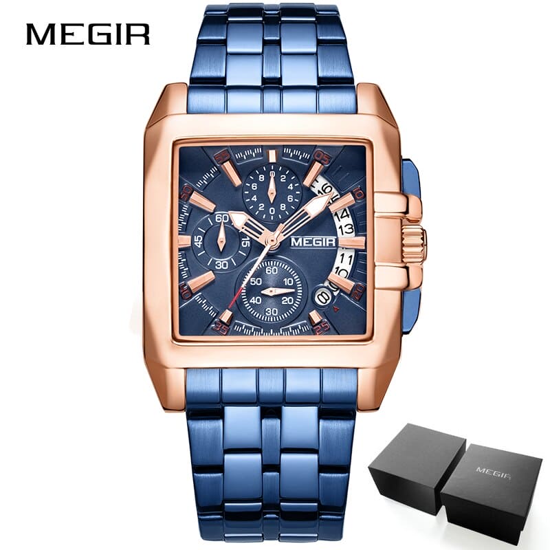 MEGIR Chronograph Quartz Watch Rose Blue ONETIMEBUY