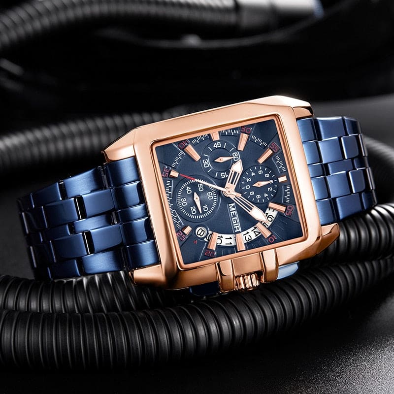 MEGIR Chronograph Quartz Watch Rose Blue ONETIMEBUY