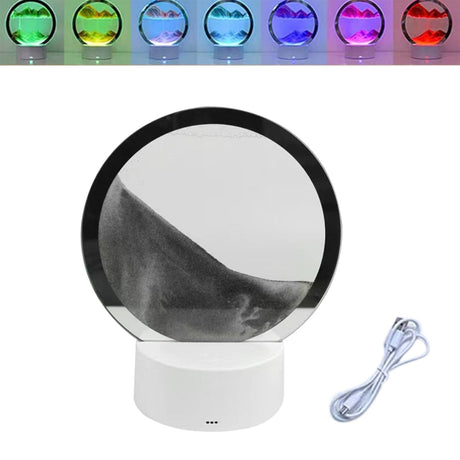 Moving Sand Art Night Light with 7 Colours Black ONETIMEBUY