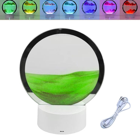 Moving Sand Art Night Light with 7 Colours Green ONETIMEBUY